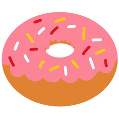 Drawing of donut isolated on transparent background for usage as an illustration, food and snack concept