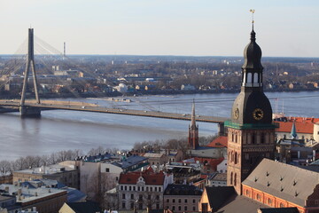 Panoramic view on Riga old town, Latvia