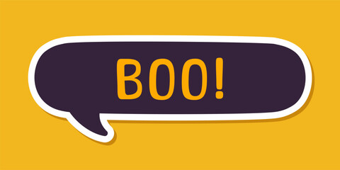 Speech bubble with text Boo! digital sticker sound effect vector illustration