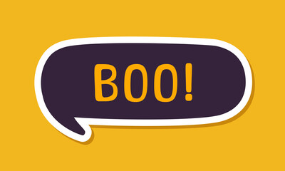 Speech bubble with text Boo! digital sticker sound effect vector illustration