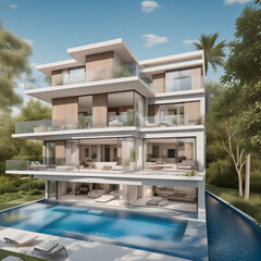 Fototapeta premium プール付きの家（House with a pool）