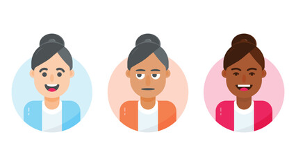 Set of user avatar. People avatar profile icons. female faces. female portraits. Characters collection. Vector illustration