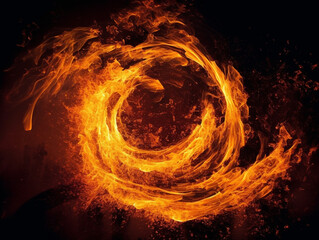 Wild dynamic fire graphic swirling - Generative AI