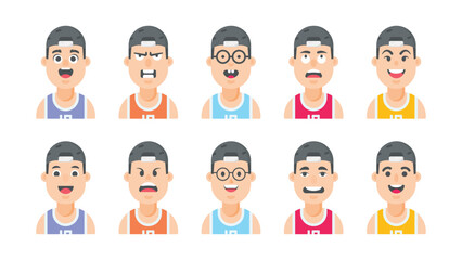 Vector user profile avatar set for male