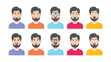 Businessman cartoon characters with different facial expressions