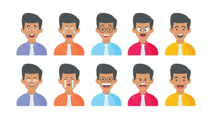 Young boy avatar profile icons of vector cartoon characters, vector illustration
