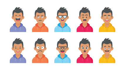 Set of user avatar. People avatar profile icons. male faces. male portraits. Characters collection. Vector illustration