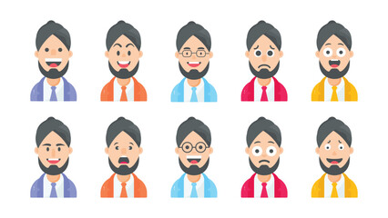 Male avatar profile icons of vector cartoon characters, vector illustration