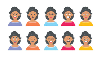 Flat smiling young people profile avatar set, vector illustration