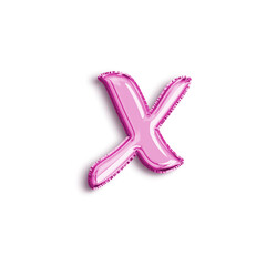 Obraz premium Brilliant balloon alphabet letter X in pink color. 3d rendering realistic metallic hot air balloon, ready to use for your birthday celebration and party, isolated with transparent background