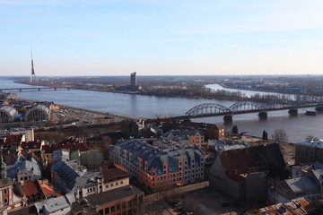 Panoramic view on Riga old town, Latvia