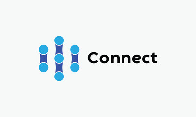 Logo vector technology blue concept global network digital web system intelligence software connection