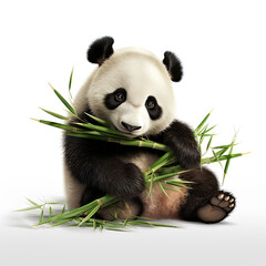 Fototapeta premium Watercolor Panda with Bamboo paint for Baby shower, POD, Mother's day,