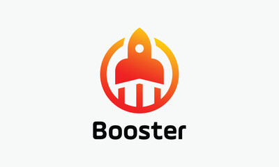 Booster rocket logo vector space fast icon fly express innovation concept development growth up business