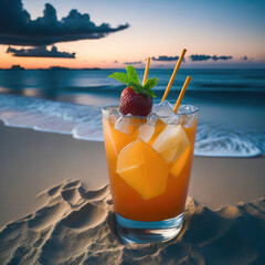 cocktail on the beach, generative ai