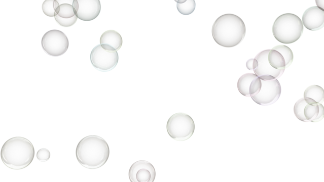 3d render of soap bubbles isolated with transparent.