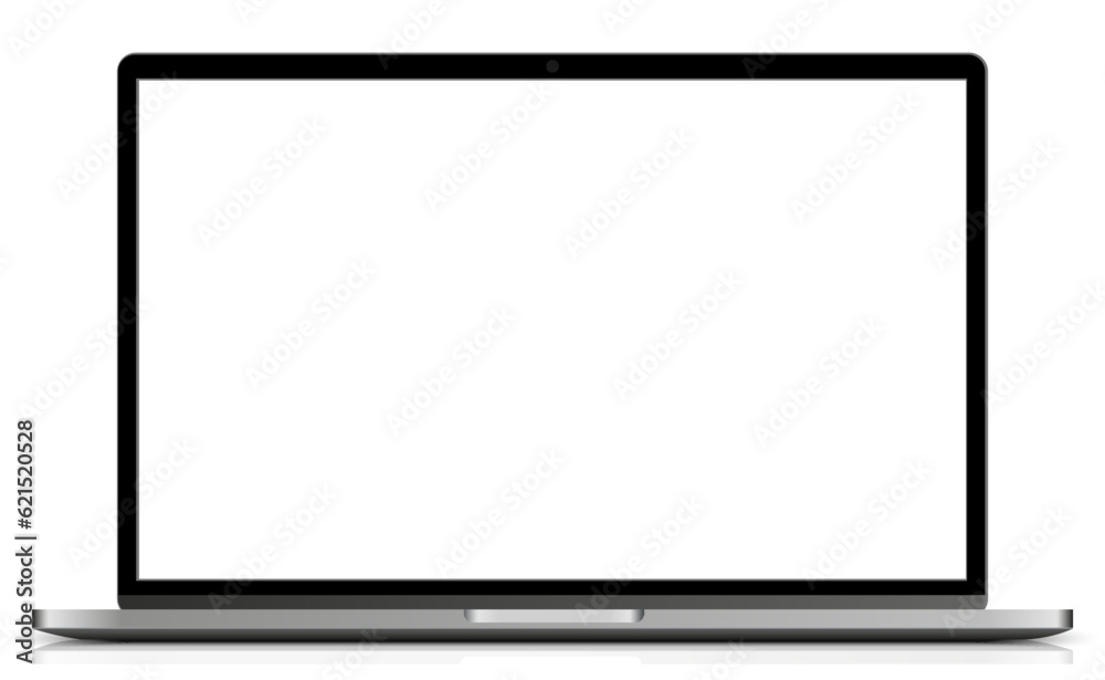 Poster modern laptop mockup with empty white monitor - stock vector