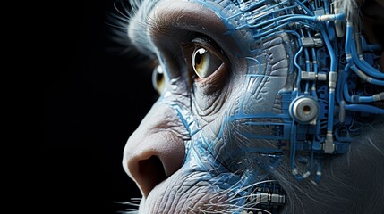 Cyborg Monkey concept, Generative AI - obrazy, fototapety, plakaty