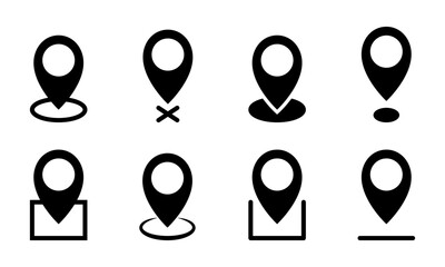 Set of pin map marker vector icons. Pointer on map. Location place. Vector 10 EPS.