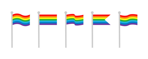 Set of LGBT flags vector icons. Homosexual, gay, transgender or lesbian symbol. Rainbow parade. 