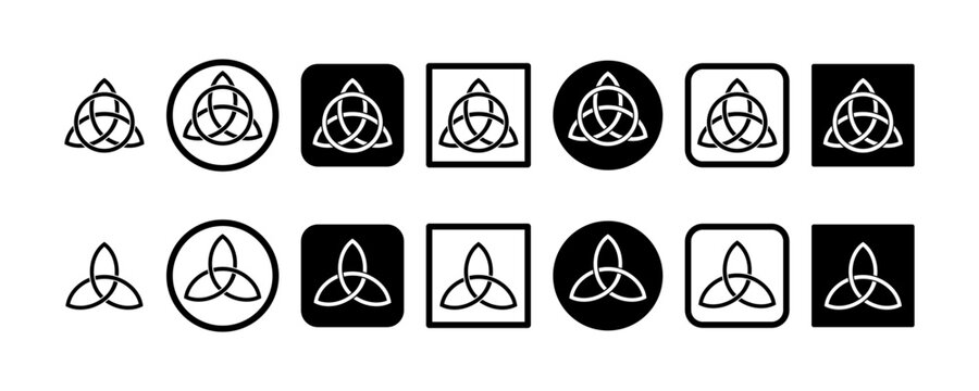 Celtic trinity knot vector icons set on white background. Black celtic trinity symbol. Vector 10 EPS.