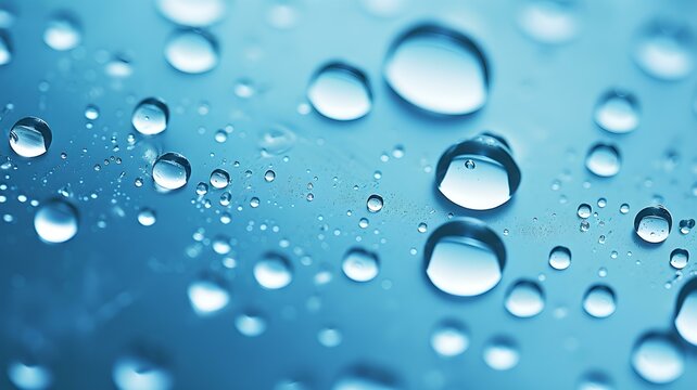 Waterdrops on a Blue Background