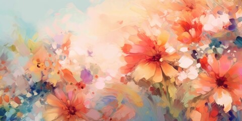 Plakat Beautiful abstract colorful impressionistic floral design background. beautiful Generative AI AIG32