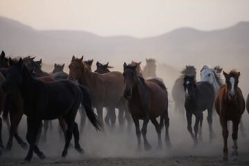 Fototapeta na wymiar running horses