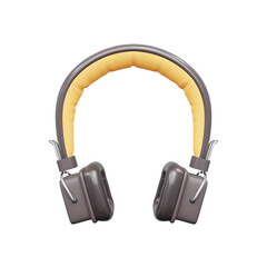 Black And Yellow Wireless Headphones. Realistic 3D Render. Cut Out.