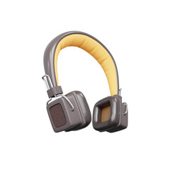 Fototapeta na wymiar Black And Yellow Wireless Headphones. Realistic 3D Render. Cut Out.