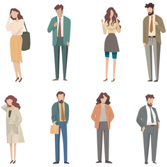 Fototapeta premium Collection of people stand, female male, flat style, isometric people, without faces, isolated. flat cartoon vector business people team working and set cartoon character design concept.