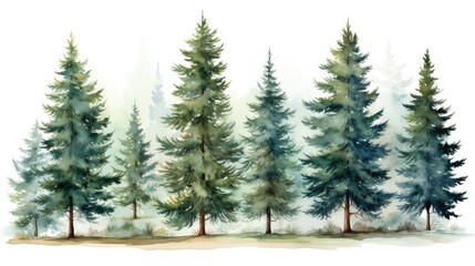 watercolor pine tree - obrazy, fototapety, plakaty