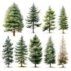 Obraz premium watercolor pine tree