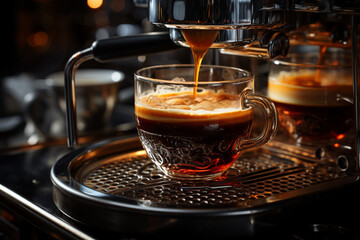 The Art of Espresso Captivating close up of a coffee machine showcasing the mastery of espresso making Generative AI