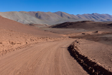 Fototapeta na wymiar Desierto del Diablo: exploring the scenic Devil's desert in the remote Argentinian highlands called Puna while traveling South America 
