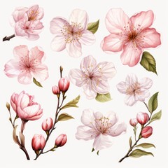 watercolor sakura flowers 