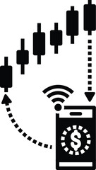online trading with phone, stock financial technology icon vector