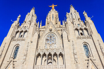 Expiatory Church of the Sacred Heart of Jesus on the summit of Mount Tibidabo in Barcelona, Catalonia, Spain