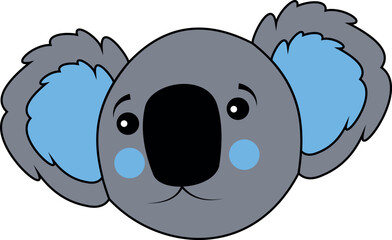 Koala bear with blue ears and cheek (character) for baby or child textile print. 