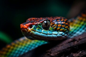 Fototapeta premium green snake on a tree.