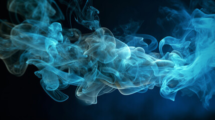 Fototapeta premium a single line of cyan smoke as it weaves its way through the frame, AI-Generated