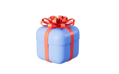Single blue gift in the white background, 3d rendering.