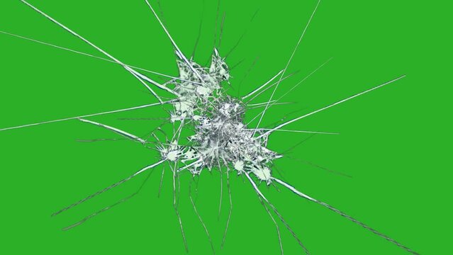 footage of broken glass, with green screen in the background..