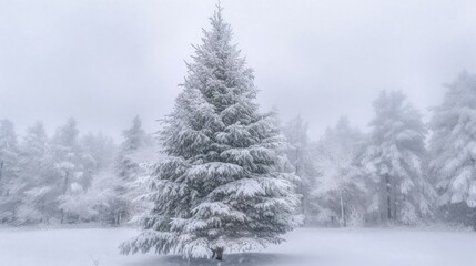 Christmas Day, Christmas tree with snow. Generate Ai