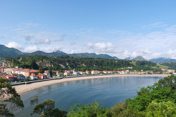 Beach of ribadesella next to the promenade. Asturias, Spain