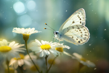Butterfly on a Daisy Flower with Beautiful Bokeh