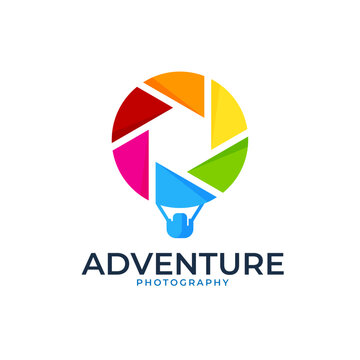 Adventure Production logo with outline symbol simple mnimalist photography film studio design vector