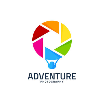 Adventure Production logo with outline symbol simple mnimalist photography film studio design vector
