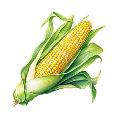 Watercolor corn. Vegetable clipart illustration. Generative AI