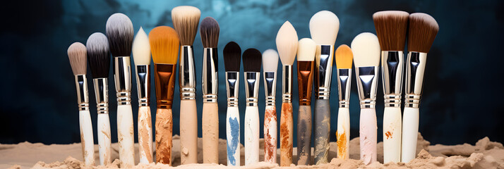 set of brushes, brushes with neutral color paint, brush neutral color, wall art design brush...